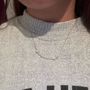 18K Japan Gold Dainty Smiley Pearl Necklace- New